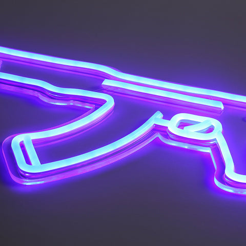 AK-47 Neon Væglampe Blå